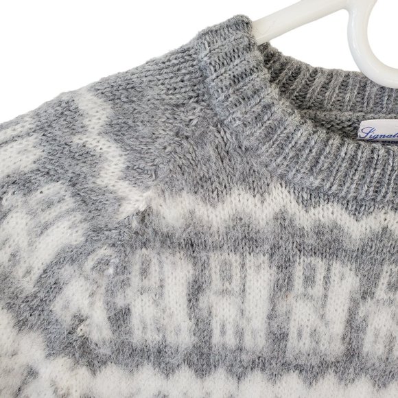 Vintage Fair Isle Alpaca Wool Sweater Women's M Bolivia Knit Handmade Pullover - Picture 7 of 12